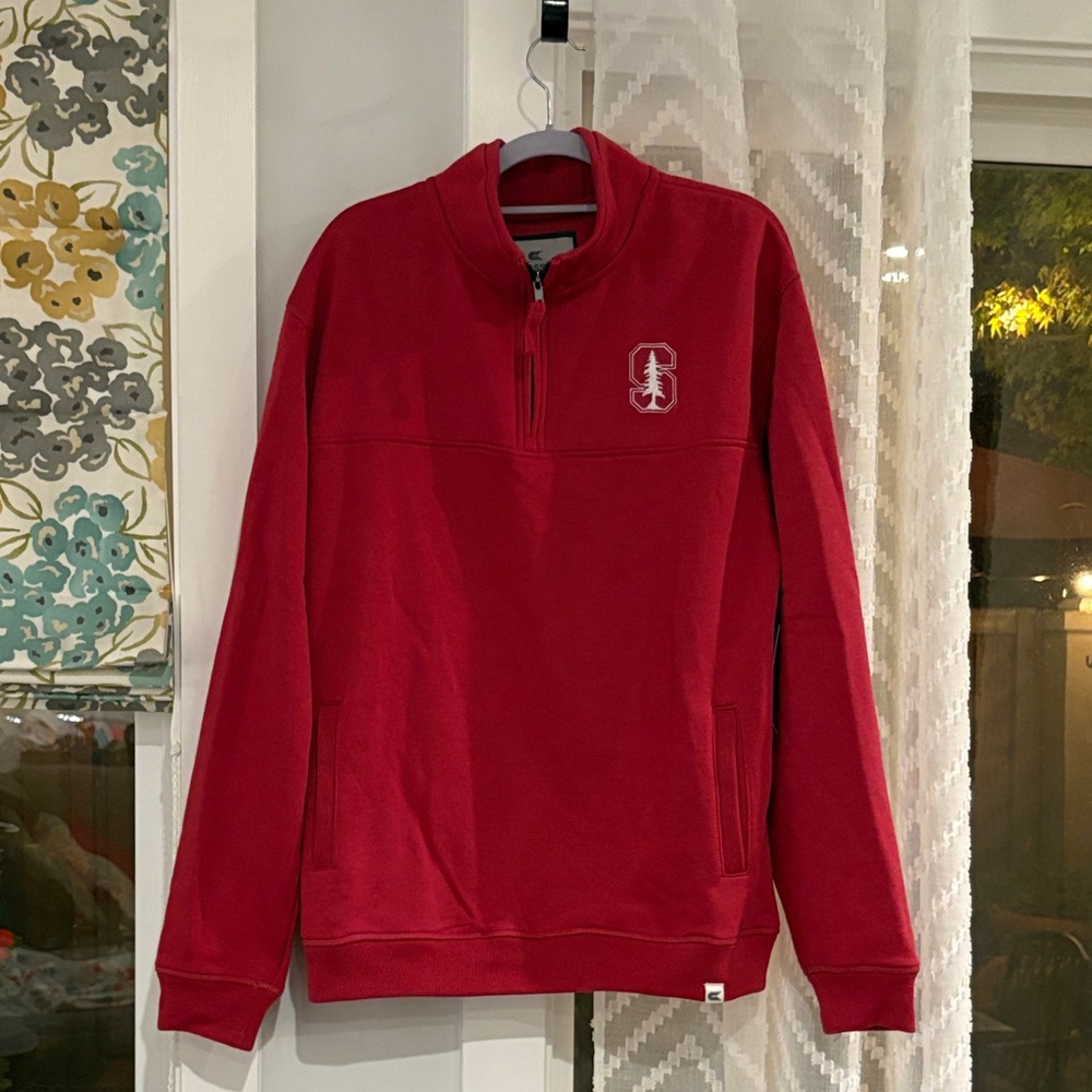 Stanford Red Men's Zip-Up Sweater